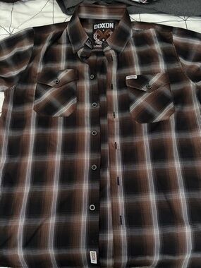 Dixxon Men's Brown Plaid Button-Up Shirt
